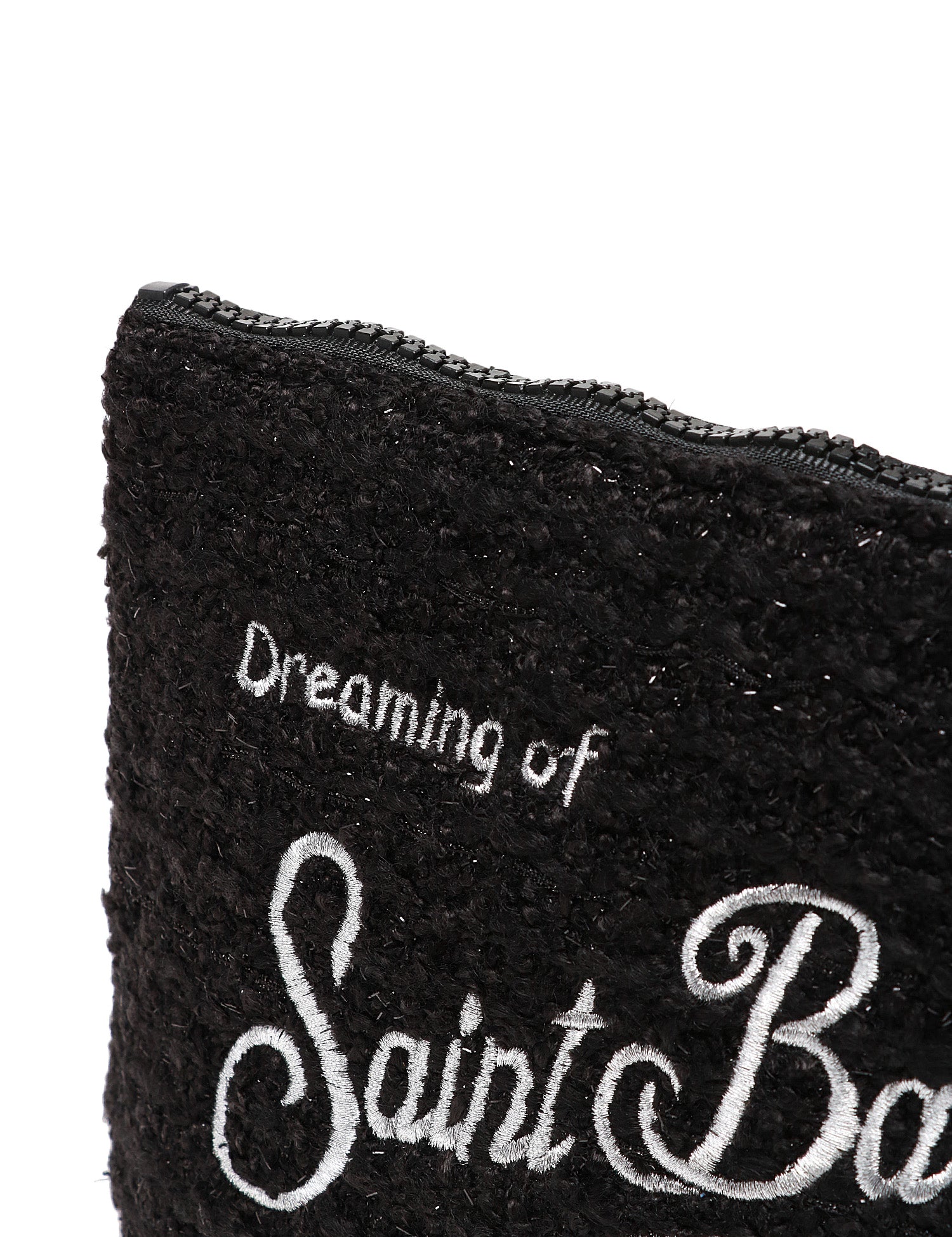 POCHETTE MC 2 SAINT BARTH ALINE NERA IN TWEED LUREX CON RICAMO LOGO