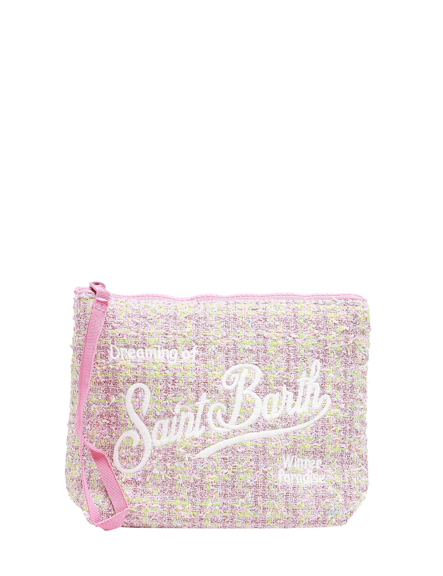 POCHETTE MC 2 SAINT BARTH ALINE ROSA IN TWEED LUREX CON RICAMO LOGO