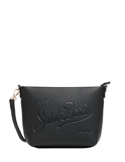 BORSA MC 2 SAINT BARTH ALINE BAG NERA IN PELLE MARTELLATA E LOGO IMPRESSO A CALDO