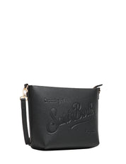 BORSA MC 2 SAINT BARTH ALINE BAG NERA IN PELLE MARTELLATA E LOGO IMPRESSO A CALDO
