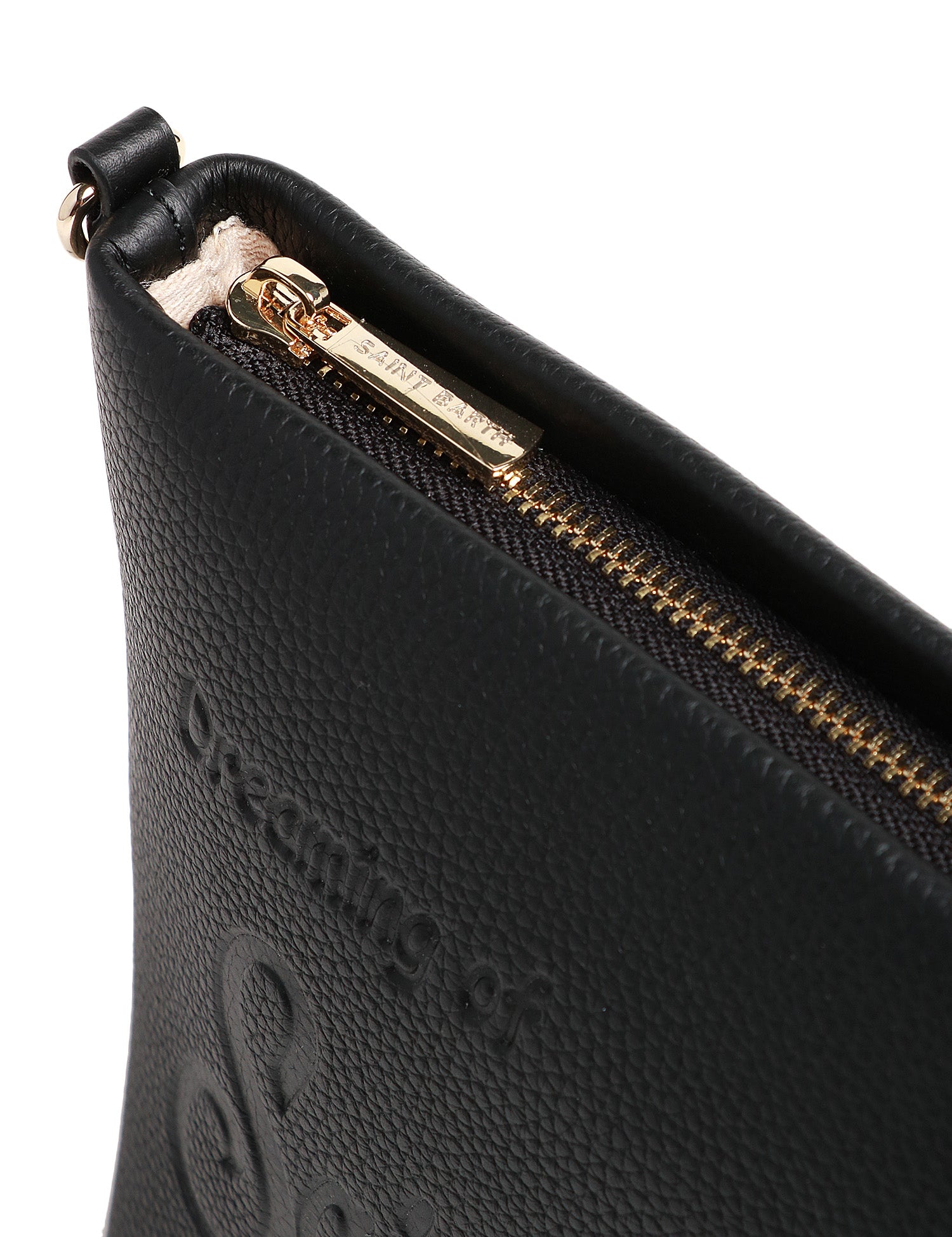 BORSA MC 2 SAINT BARTH ALINE BAG NERA IN PELLE MARTELLATA E LOGO IMPRESSO A CALDO