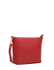 BORSA MC 2 SAINT BARTH ALINE BAG BORDEAUX IN PELLE MARTELLATA CON LOGO IMPRESSO A CALDO
