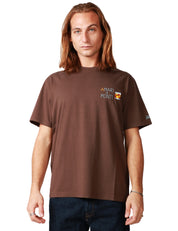 T-SHIRT UOMO MC 2 SAINT BARTH ARNOTT MARRONE CON RICAMO "AMARI E MONTI" IN JERSEY DI COTONE