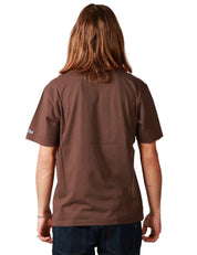 T-SHIRT UOMO MC 2 SAINT BARTH ARNOTT MARRONE CON RICAMO "AMARI E MONTI" IN JERSEY DI COTONE