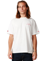 T-SHIRT UOMO MC 2 SAINT BARTH ARNOTT BIANCA CON RICAMO "E NUN M'ANGOSCIà" IN COTONE INVERNALE