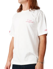 T-SHIRT UOMO MC 2 SAINT BARTH ARNOTT BIANCA CON RICAMO "E NUN M'ANGOSCIà" IN COTONE INVERNALE