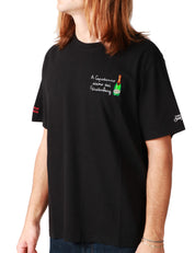 T-SHIRT UOMO MC 2 SAINT BARTH ARNOTT NERA CON RICAMO "A CAPODANNO SIAMO DAI FURSTENBERG!" IN COTONE PESANTE