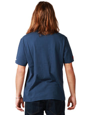 T-SHIRT UOMO MC 2 SAINT BARTH ARNOTT BLU NAVY CON RICAMO "SOLE, WHISKY E SEI IN POLE POSITION!" IN JERSEY DI COTONE