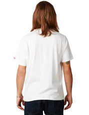 T-SHIRT UOMO MC 2 SAINT BARTH ARNOTT BIANCA CON STAMPA FLOCK LOCANDINA VACANZE DI NATALE IN ROSSO