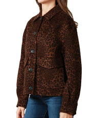GIACCA DONNA MC 2 SAINT BARTH BONNIBELL BROWN CON STAMPA LEOPARDATA IN TESSUTO DOUBLE CUCITA A MANO