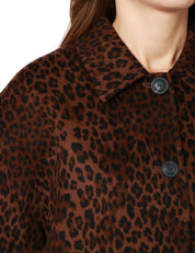 GIACCA DONNA MC 2 SAINT BARTH BONNIBELL BROWN CON STAMPA LEOPARDATA IN TESSUTO DOUBLE CUCITA A MANO