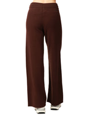 PANTALONE DONNA MC 2 SAINT BARTH CAMBON MARRONE A PALAZZO IN PURA LANA CON COULISSE