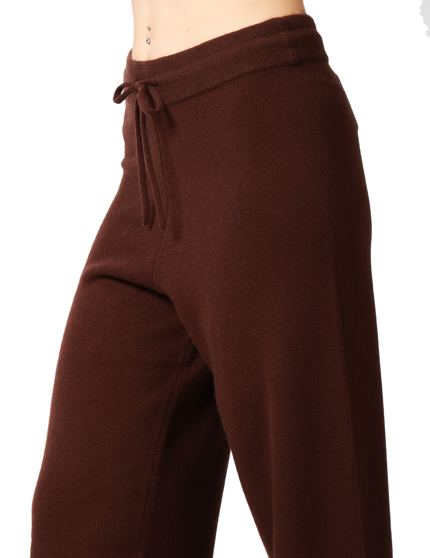 PANTALONE DONNA MC 2 SAINT BARTH CAMBON MARRONE A PALAZZO IN PURA LANA CON COULISSE