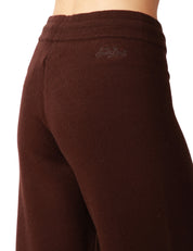 PANTALONE DONNA MC 2 SAINT BARTH CAMBON MARRONE A PALAZZO IN PURA LANA CON COULISSE