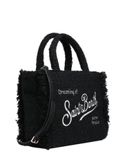 BORSA DONNA MC 2 SAINT BARTH COLETTE TWEED NERA IN TWEED CON LOGO RICAMATO