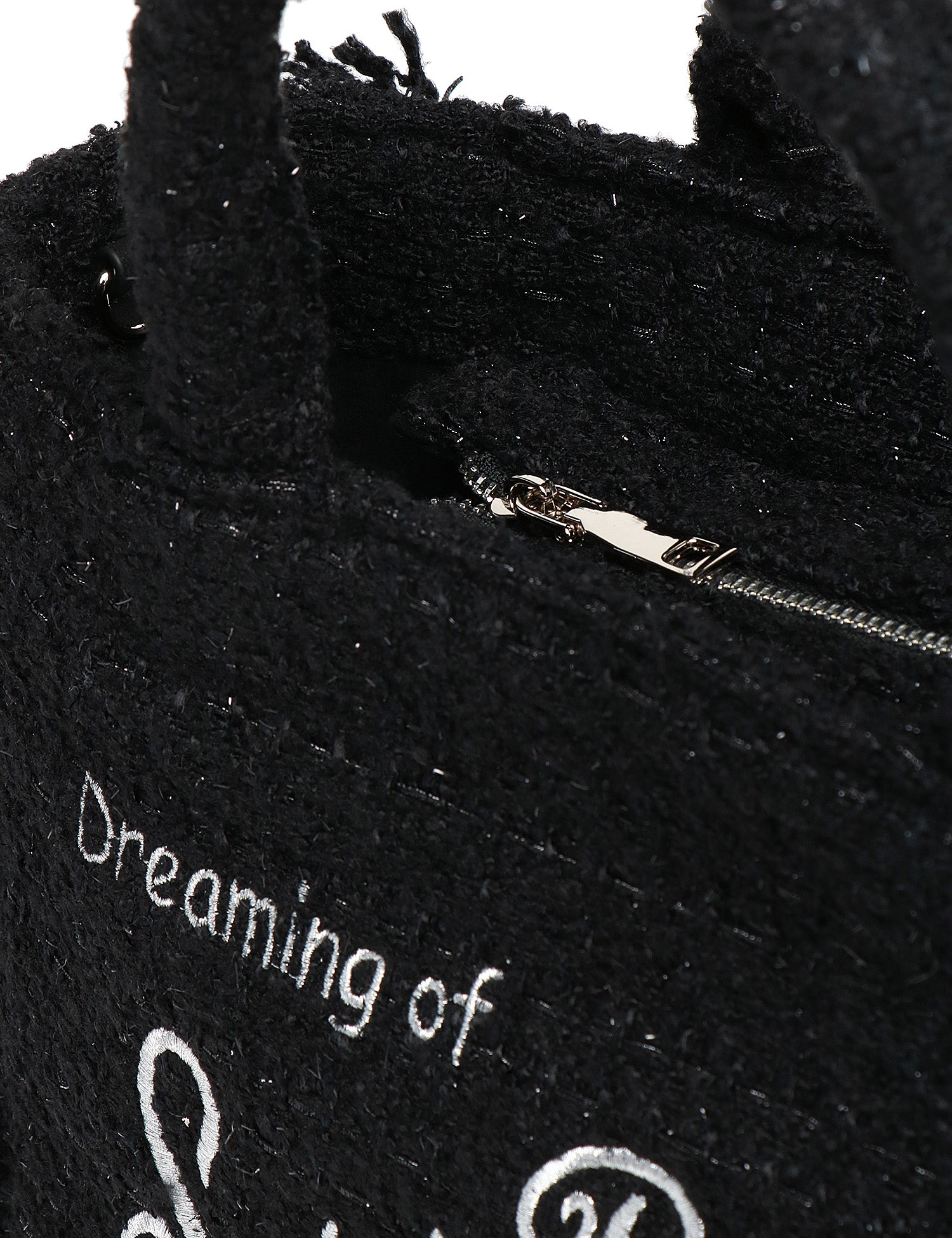 BORSA DONNA MC 2 SAINT BARTH COLETTE TWEED NERA IN TWEED CON LOGO RICAMATO