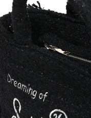 BORSA DONNA MC 2 SAINT BARTH COLETTE TWEED NERA IN TWEED CON LOGO RICAMATO