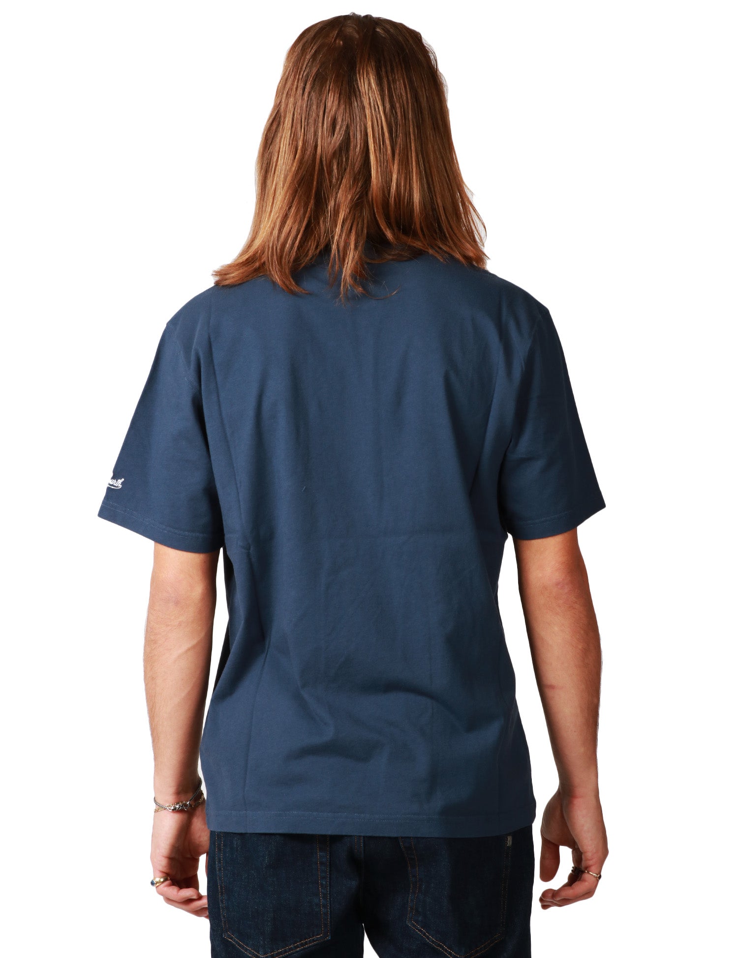T-SHIRT UOMO MC 2 SAINT BART CONNOR BLU NAVY CON RICAMO SUL TASCHINO "MY RESELLER IS DIFFERENT" E STAMPA OROLOGIO