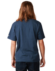 T-SHIRT UOMO MC 2 SAINT BART CONNOR BLU NAVY CON RICAMO SUL TASCHINO "MY RESELLER IS DIFFERENT" E STAMPA OROLOGIO