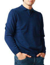 MAGLIA POLO UOMO MC 2 SAINT BARTH COVENT BLU IN LANA MERINO