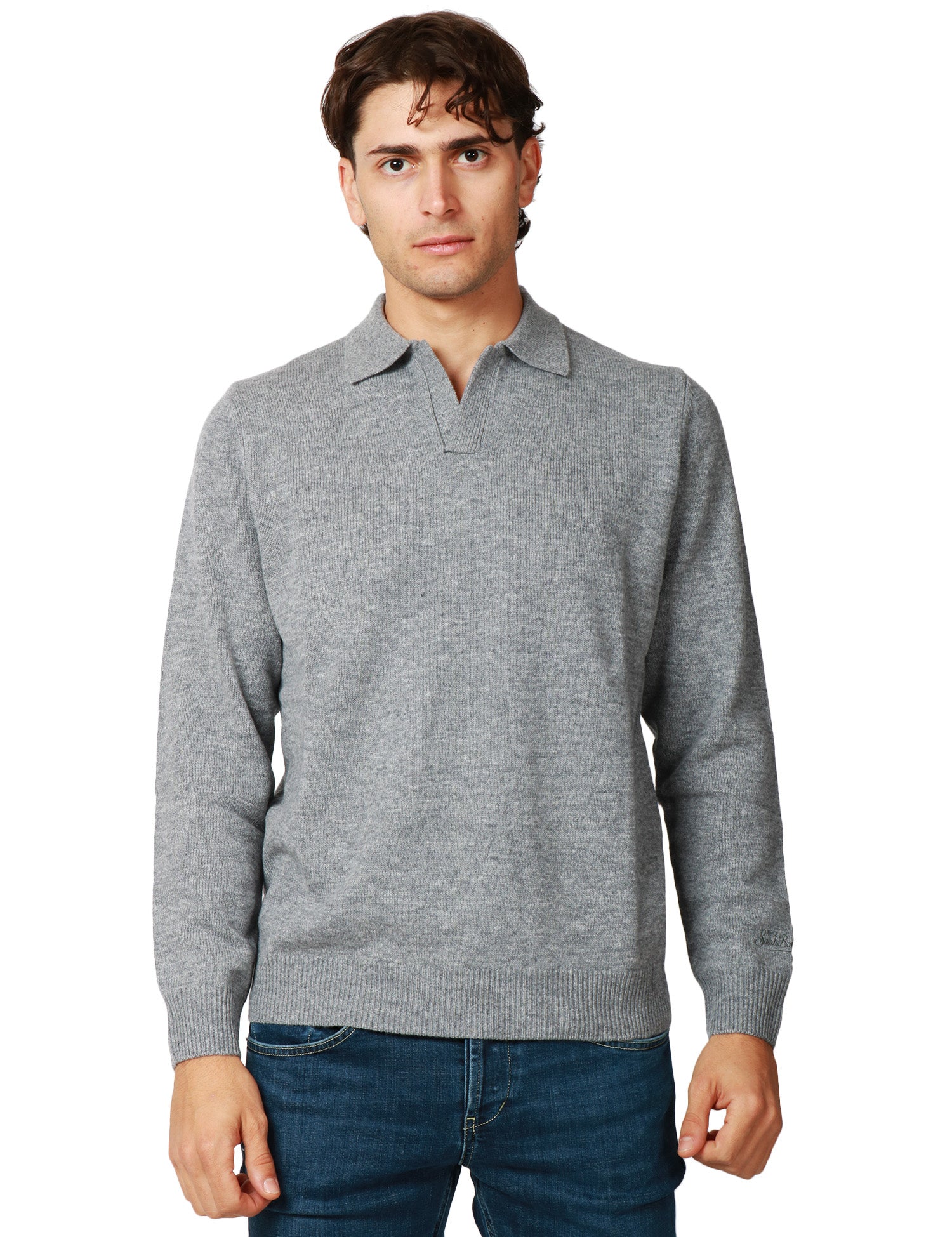 MAGLIA POLO UOMO MC 2 SAINT BARTH COVENT GRIGIO IN LANA MERINO