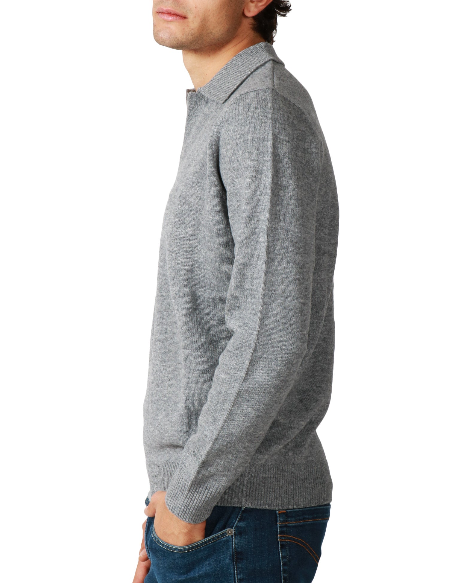 MAGLIA POLO UOMO MC 2 SAINT BARTH COVENT GRIGIO IN LANA MERINO