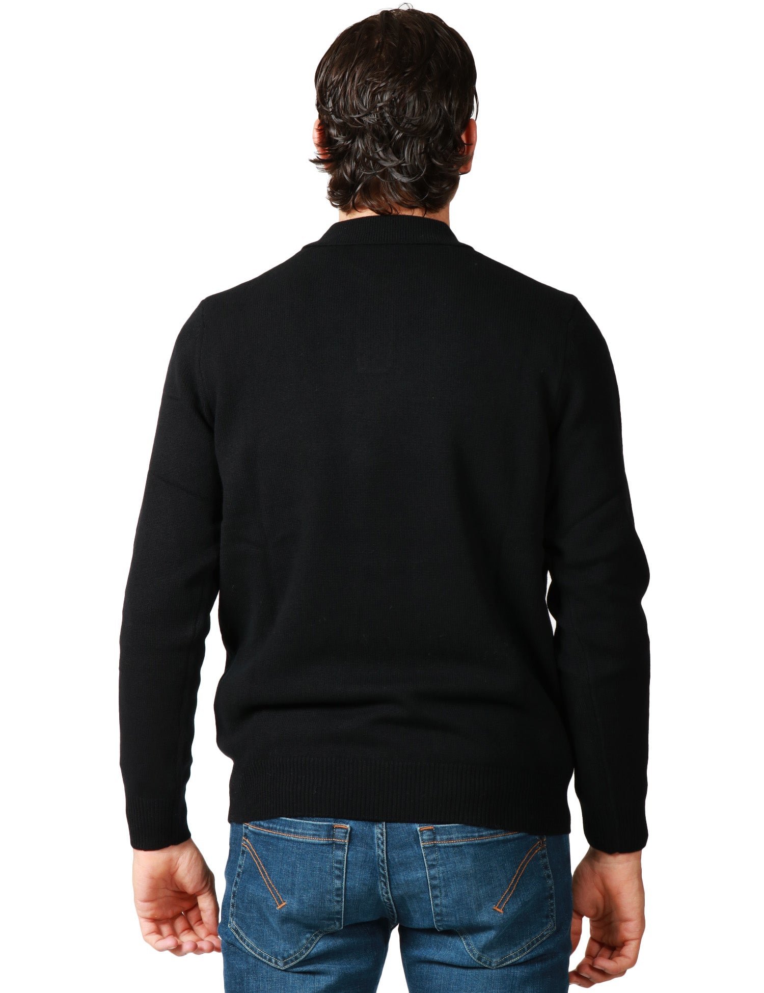 MAGLIA POLO UOMO MC 2 SAINT BARTH COVENT NERA IN PURA LANA MERINO