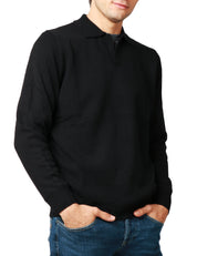 MAGLIA POLO UOMO MC 2 SAINT BARTH COVENT NERA IN PURA LANA MERINO