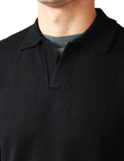 MAGLIA POLO UOMO MC 2 SAINT BARTH COVENT NERA IN PURA LANA MERINO
