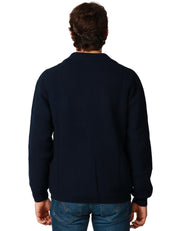 GIACCA UOMO MC 2 SAINT BARTH EATON WOOL BLU NOTTE IN LANA MERINO CON COLLO REVER E TASCA DAVANTI