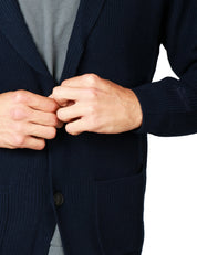 GIACCA UOMO MC 2 SAINT BARTH EATON WOOL BLU NOTTE IN LANA MERINO CON COLLO REVER E TASCA DAVANTI