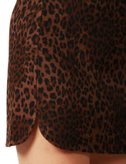 MINIGONNA MC 2 SAINT BARTH EIRA DARK LEOPARD IN LANA CON SPACCHI FRONTALI CUCITA A MANO