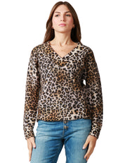 PULLOVER DONNA MC 2 SAINT BARTH ELARA LEOPARD CON SCOLLO A V INMISTO MOHAIR