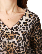 PULLOVER DONNA MC 2 SAINT BARTH ELARA LEOPARD CON SCOLLO A V INMISTO MOHAIR