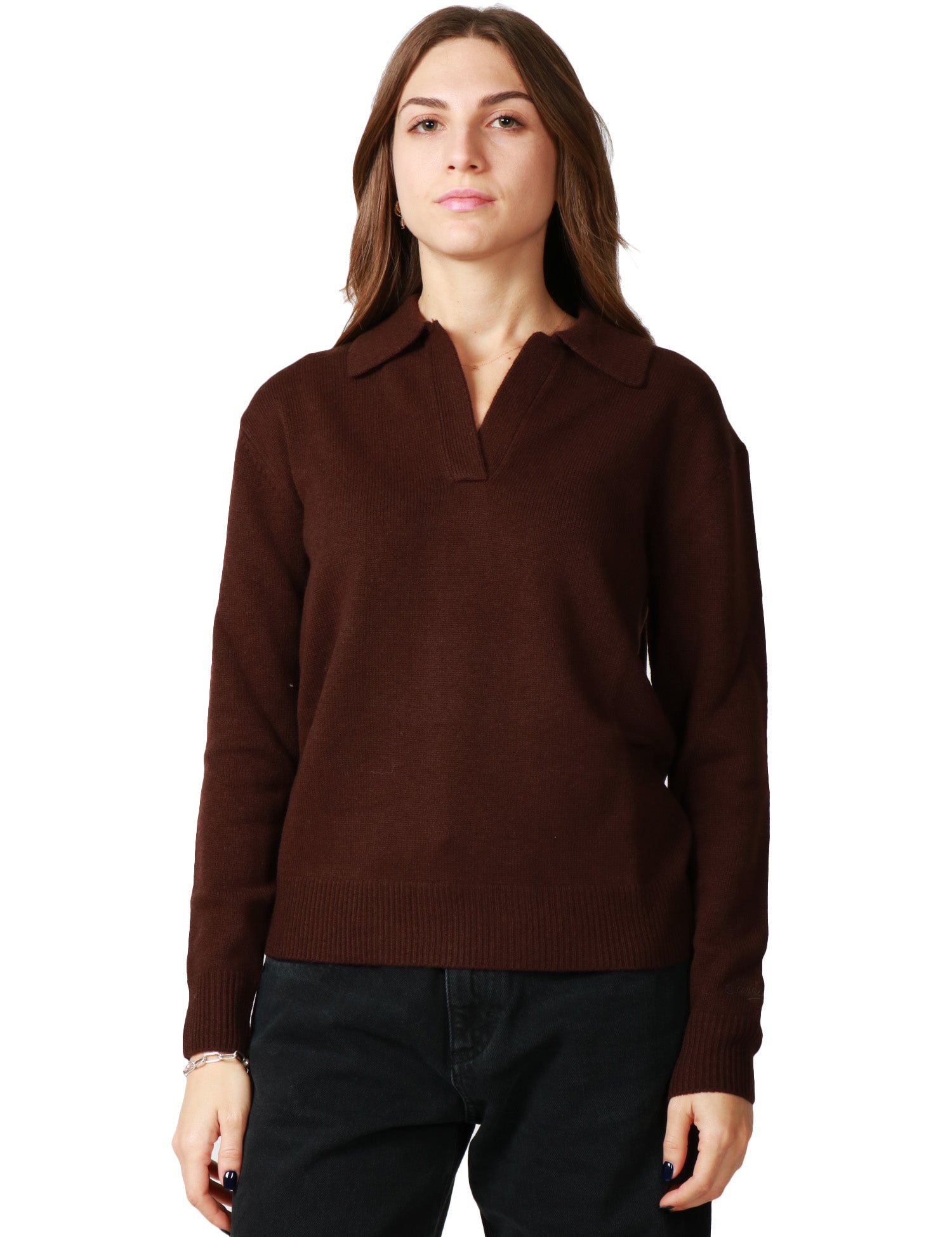 MAGLIA POLO DONNA MC 2 SAINT BARTH EZE BROWN 100% LANA