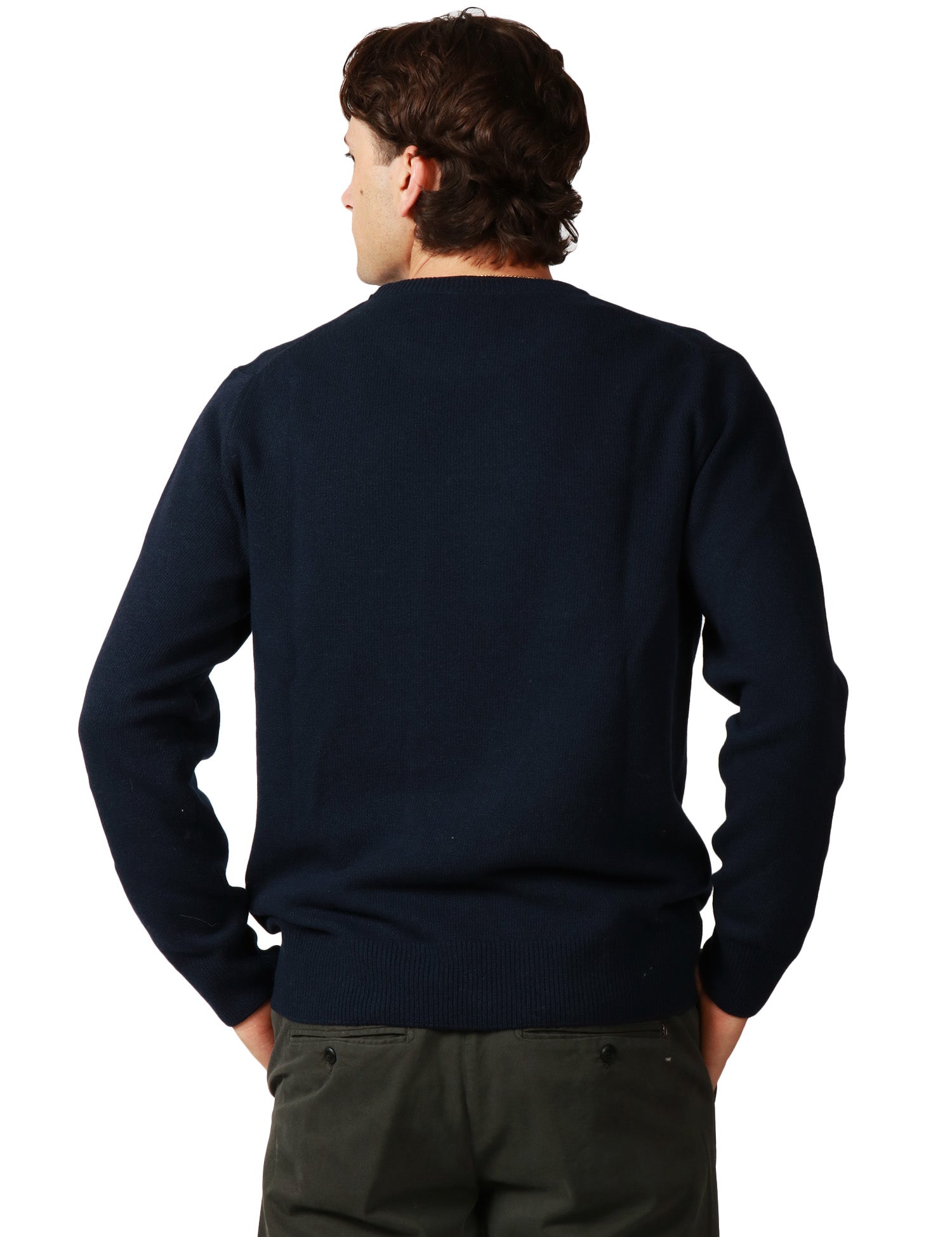MAGLIONE UOMO MC 2 SAINT BARTH BLU CON SCRITTA JACQUARD "VACANZE DI NATALE" IN MISTO CASHMERE