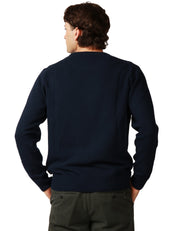MAGLIONE UOMO MC 2 SAINT BARTH BLU CON SCRITTA JACQUARD "VACANZE DI NATALE" IN MISTO CASHMERE
