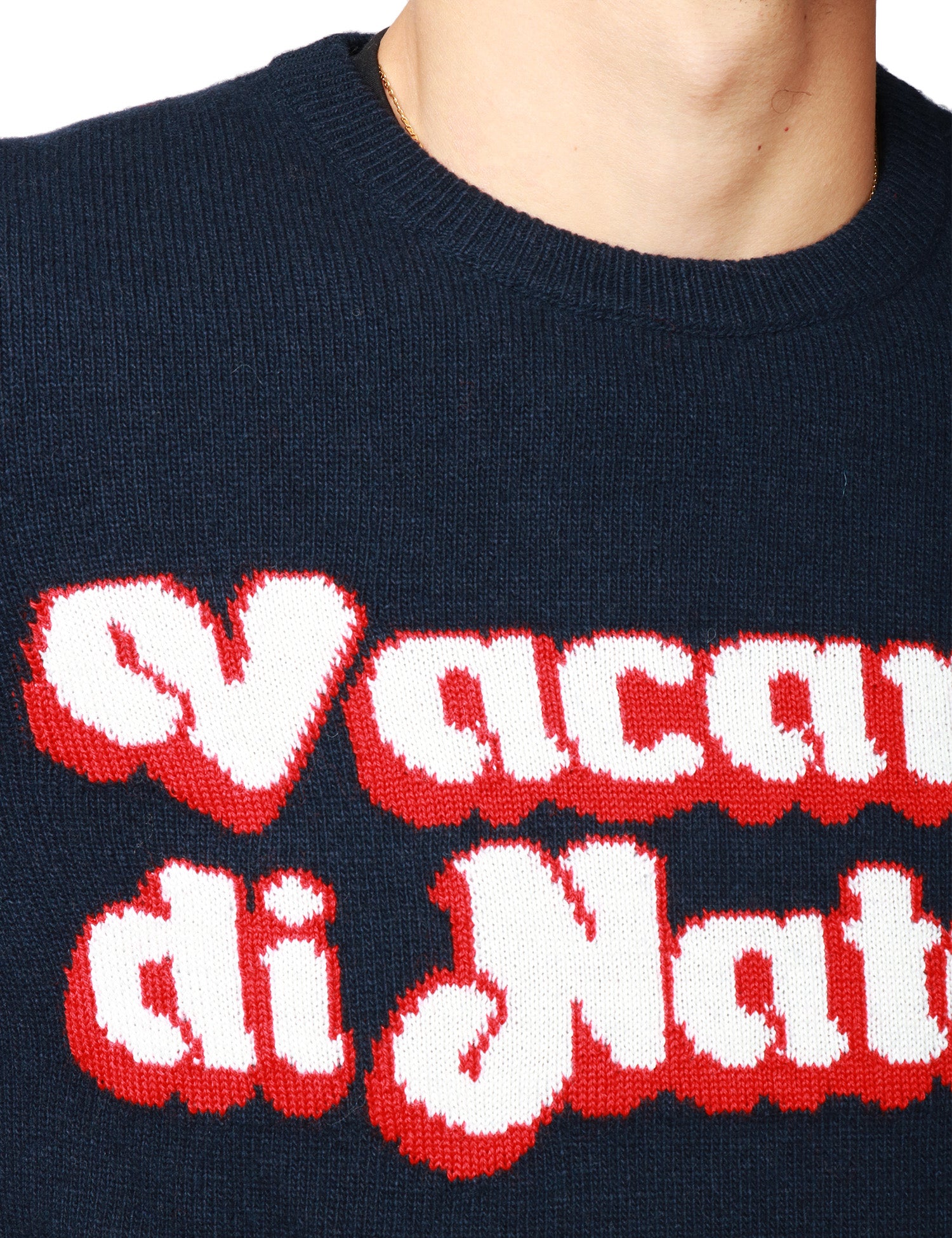 MAGLIONE UOMO MC 2 SAINT BARTH BLU CON SCRITTA JACQUARD "VACANZE DI NATALE" IN MISTO CASHMERE