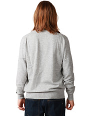 MAGLIONE UOMO MC 2 SAINT BARTH HERON GRIGIO CON RICAMO "IL MARE D'INVERNO" E OROLOGIO IN MISTO CASHMERE