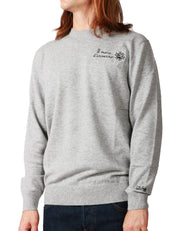 MAGLIONE UOMO MC 2 SAINT BARTH HERON GRIGIO CON RICAMO "IL MARE D'INVERNO" E OROLOGIO IN MISTO CASHMERE