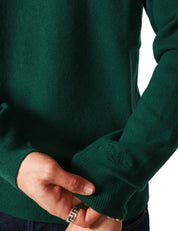 MAGLIONE UOMO MC 2 SAINT BARTH HERON VERDE CON RICAMO "15-0 BATTUTA REGOLARE" IN MISTO CASHMERE