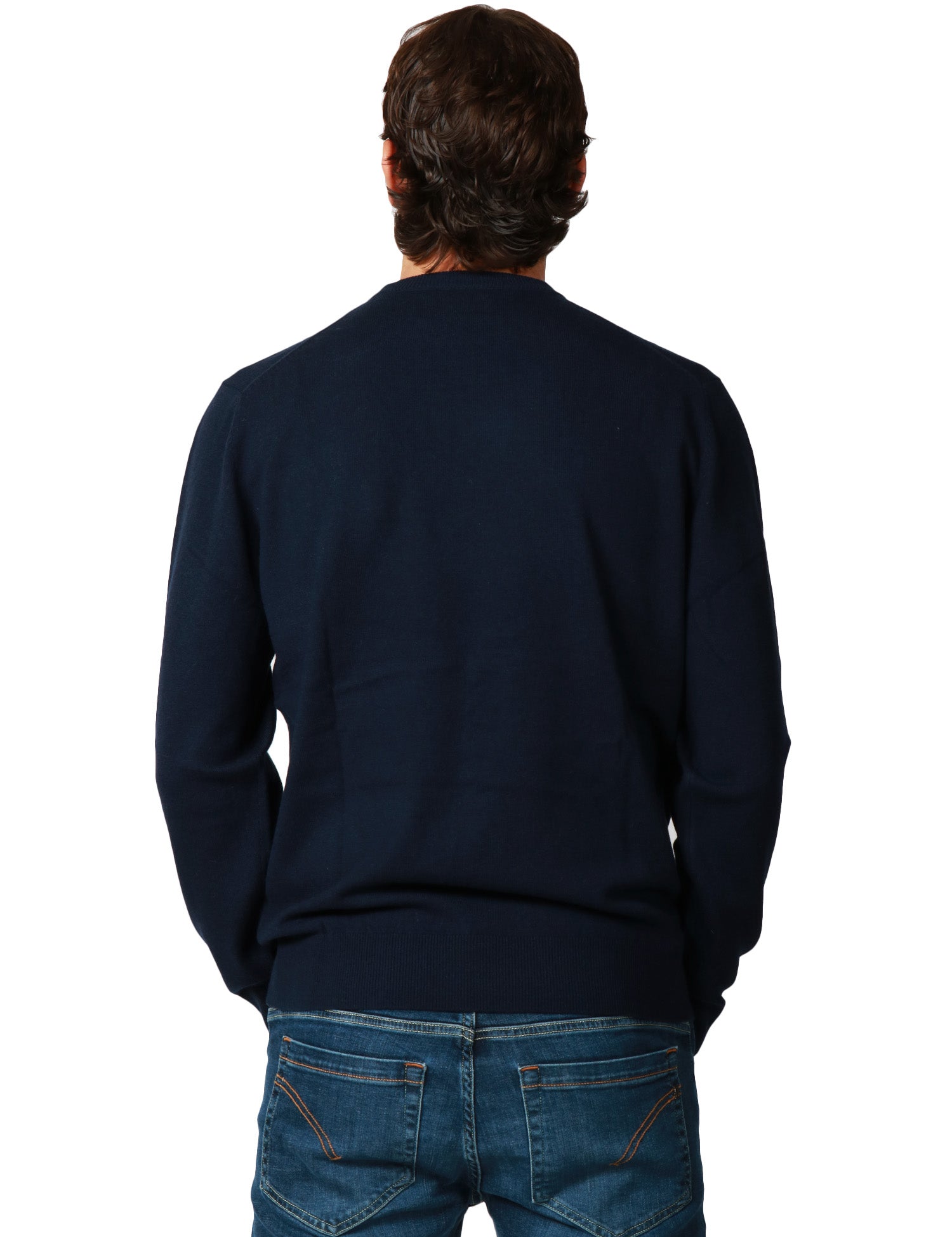 MAGLIONE UOMO MC 2 SAINT BARTH HERON BLU GIROCOLLO CON RICAMO "GRAND SLAM" IN MISTO CASHMERE E LANA