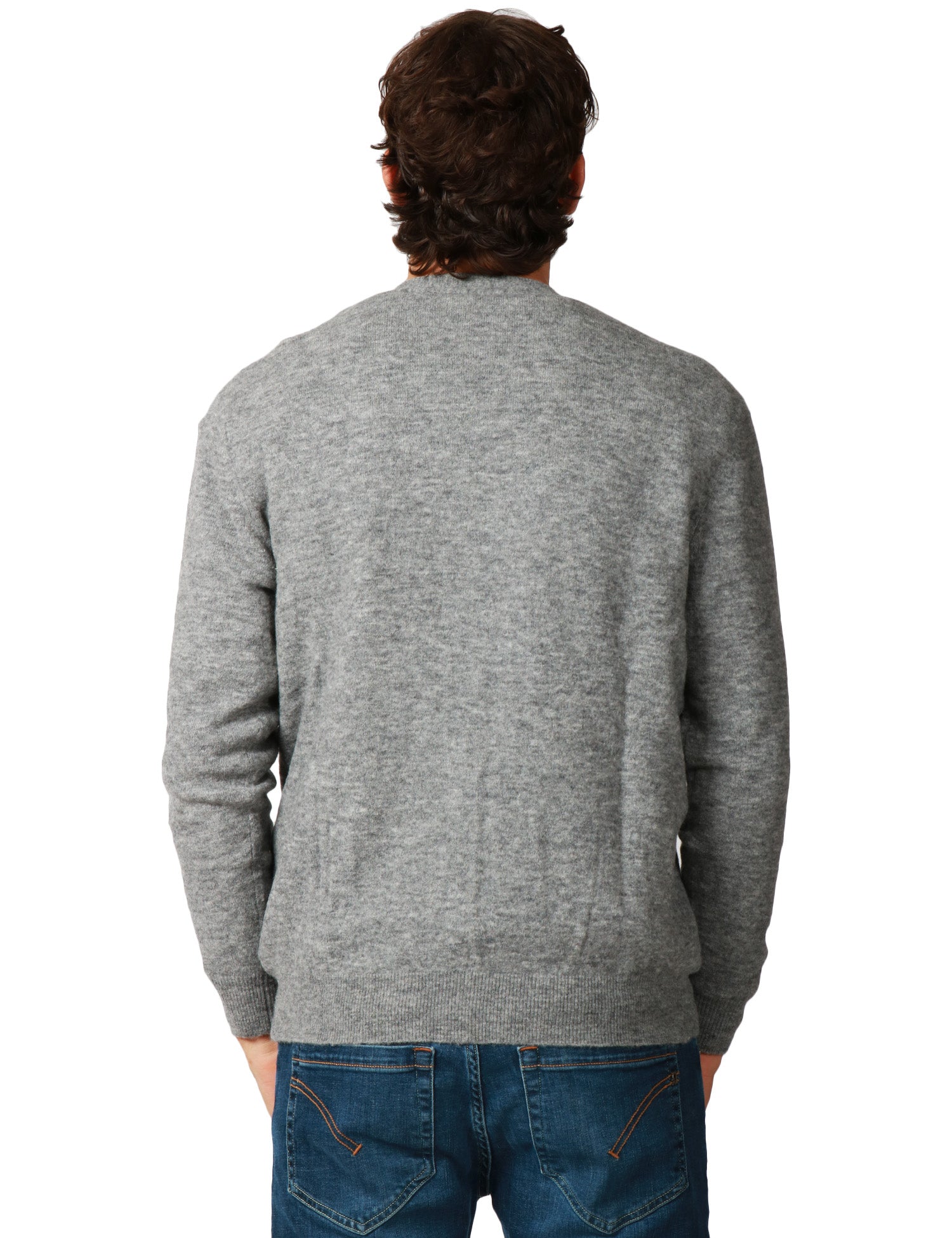 CARDIGAN UOMO MC 2 SAINT BARTH HERRISON GRIGIO MELANGE IN LANA ALPACA CON SCOLLO A V E BOTTONI