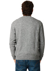 CARDIGAN UOMO MC 2 SAINT BARTH HERRISON GRIGIO MELANGE IN LANA ALPACA CON SCOLLO A V E BOTTONI