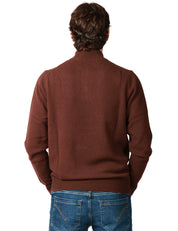 MAGLIONE UOMO MC 2 SAINT BARTH JERMYN BROWN 100% LAMBSWOOL CON MEZZA ZIP