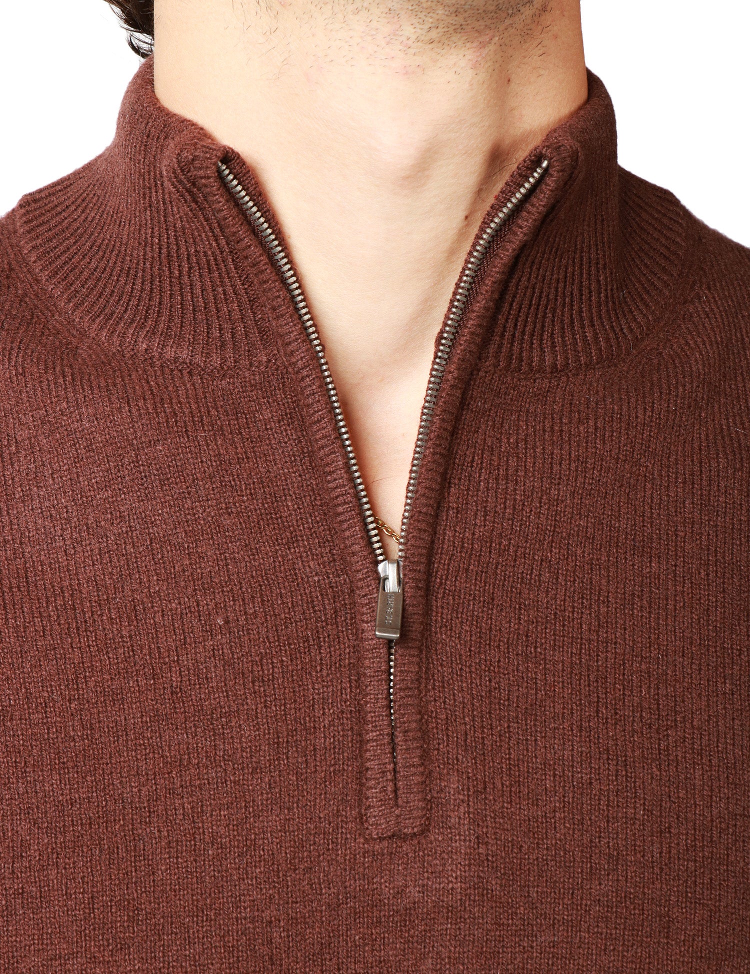 MAGLIONE UOMO MC 2 SAINT BARTH JERMYN BROWN 100% LAMBSWOOL CON MEZZA ZIP