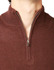 MAGLIONE UOMO MC 2 SAINT BARTH JERMYN BROWN 100% LAMBSWOOL CON MEZZA ZIP