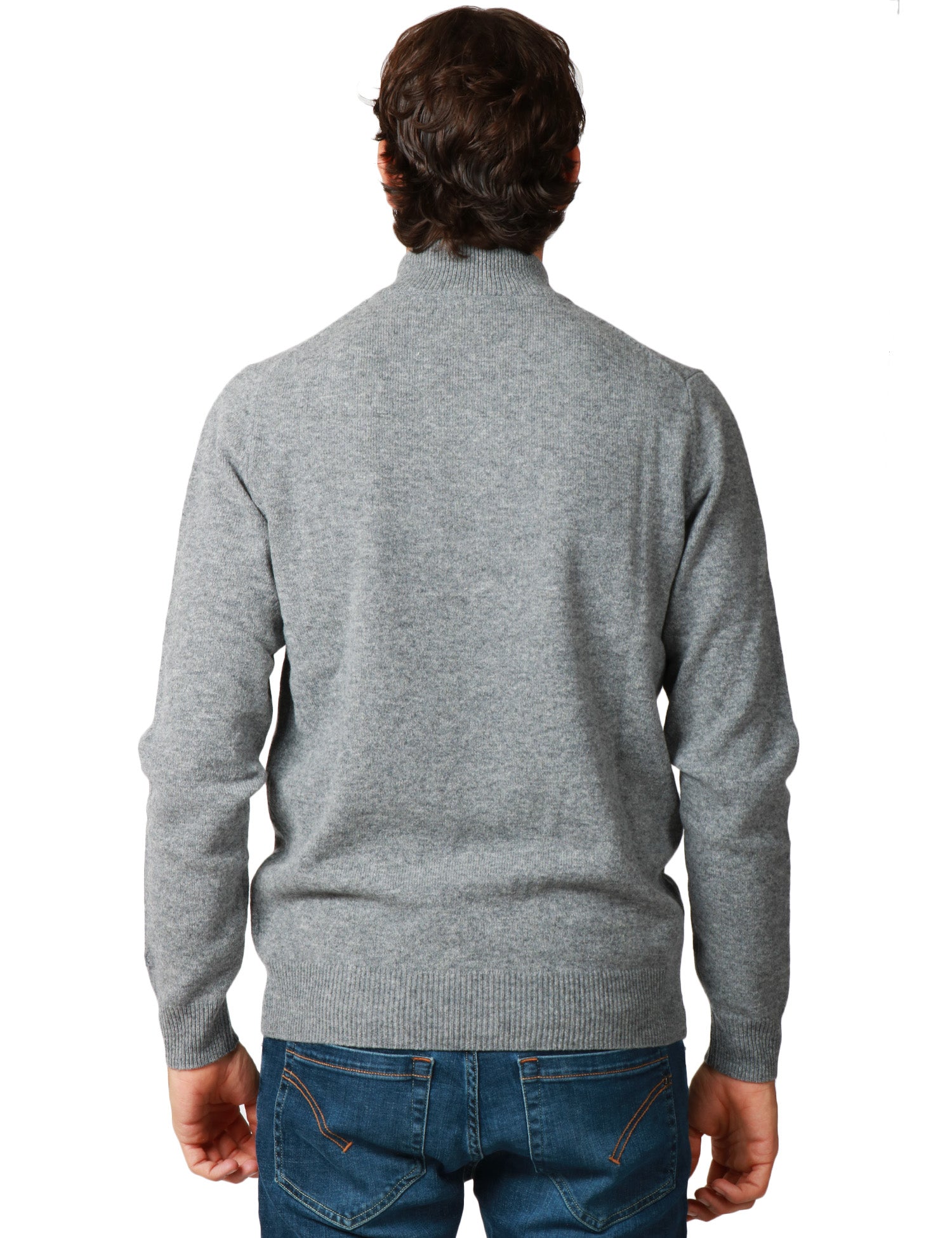 MAGLIONE UOMO MC 2 SAINT BARTH JERMYN GRIGIO 100% LAMBSWOOL CON MEZZA ZIP