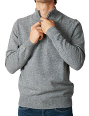 MAGLIONE UOMO MC 2 SAINT BARTH JERMYN GRIGIO 100% LAMBSWOOL CON MEZZA ZIP