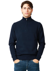 MAGLIONE UOMO MC 2 SAINT BARTH JERMYN BLU NOTTE 100% LAMBSWOOL CON MEZZA ZIP